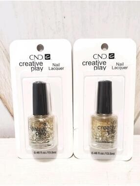 CND Creative Play Nail Polish Stellarbration 490 NEW Silver Gold Stars Set Of 2